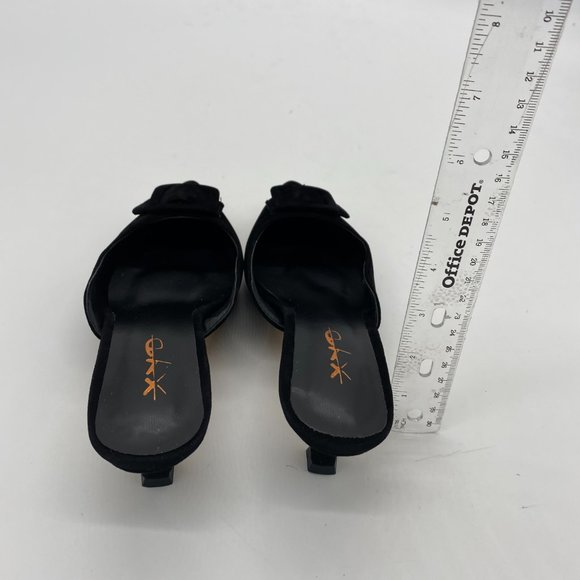 XYD Black Pointy Toe Kitten Heel Mules - Picture 8 of 10
